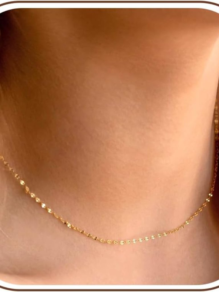 14k Gold Plated Chain Necklace For Women Trendy - 925 Sterling Silver Clasp Dain